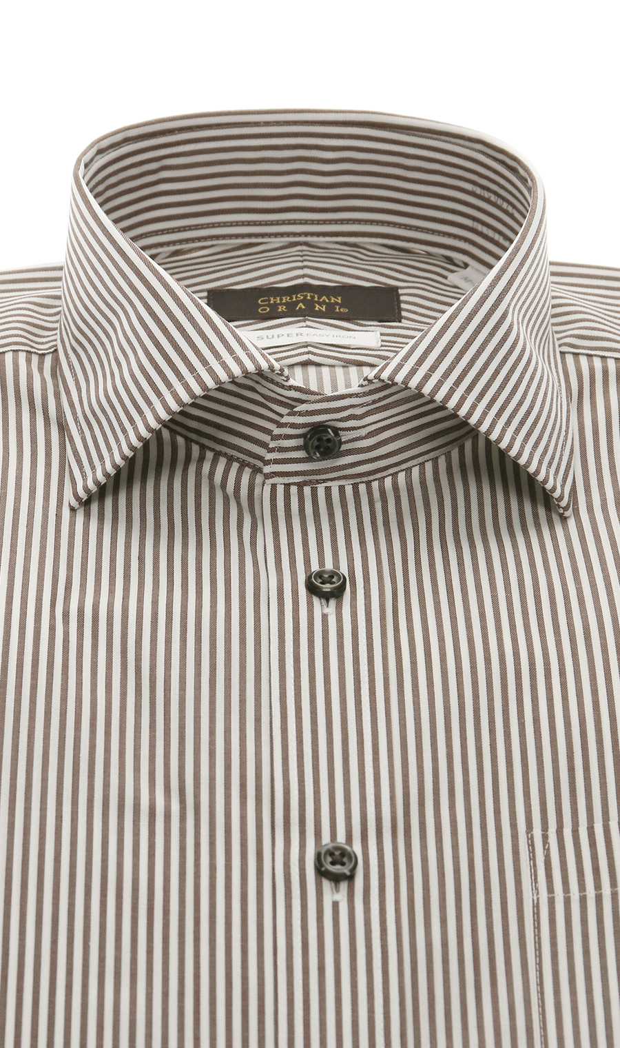 【訳アリ商品】ワイドカラースタイリッシュワイシャツ【HAND IRON】 ブラウン 首周り:39cm,裄丈:82cm