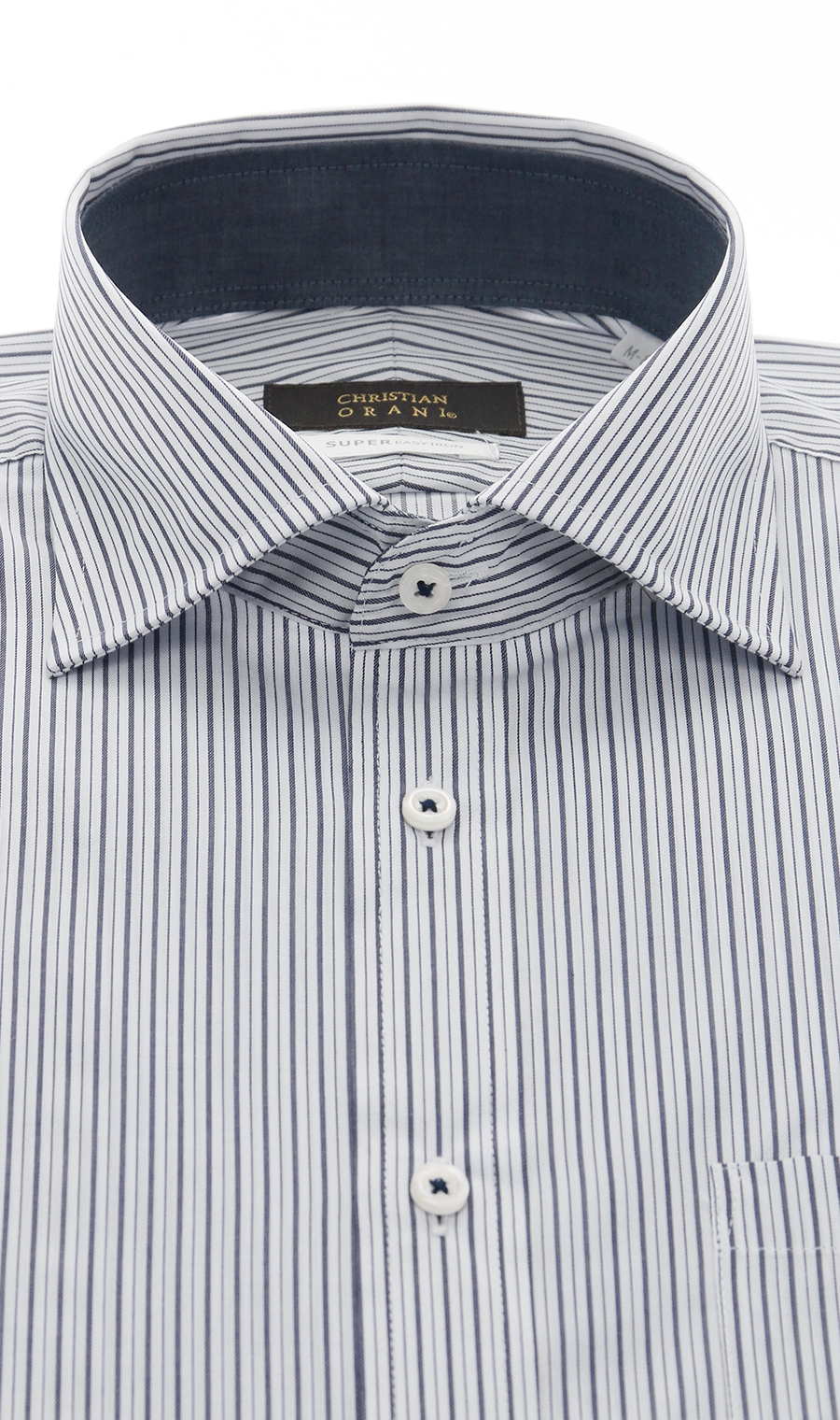 【訳アリ商品】ワイドカラースタイリッシュワイシャツ【HAND IRON】 ネイビー 首周り:39cm,裄丈:82cm