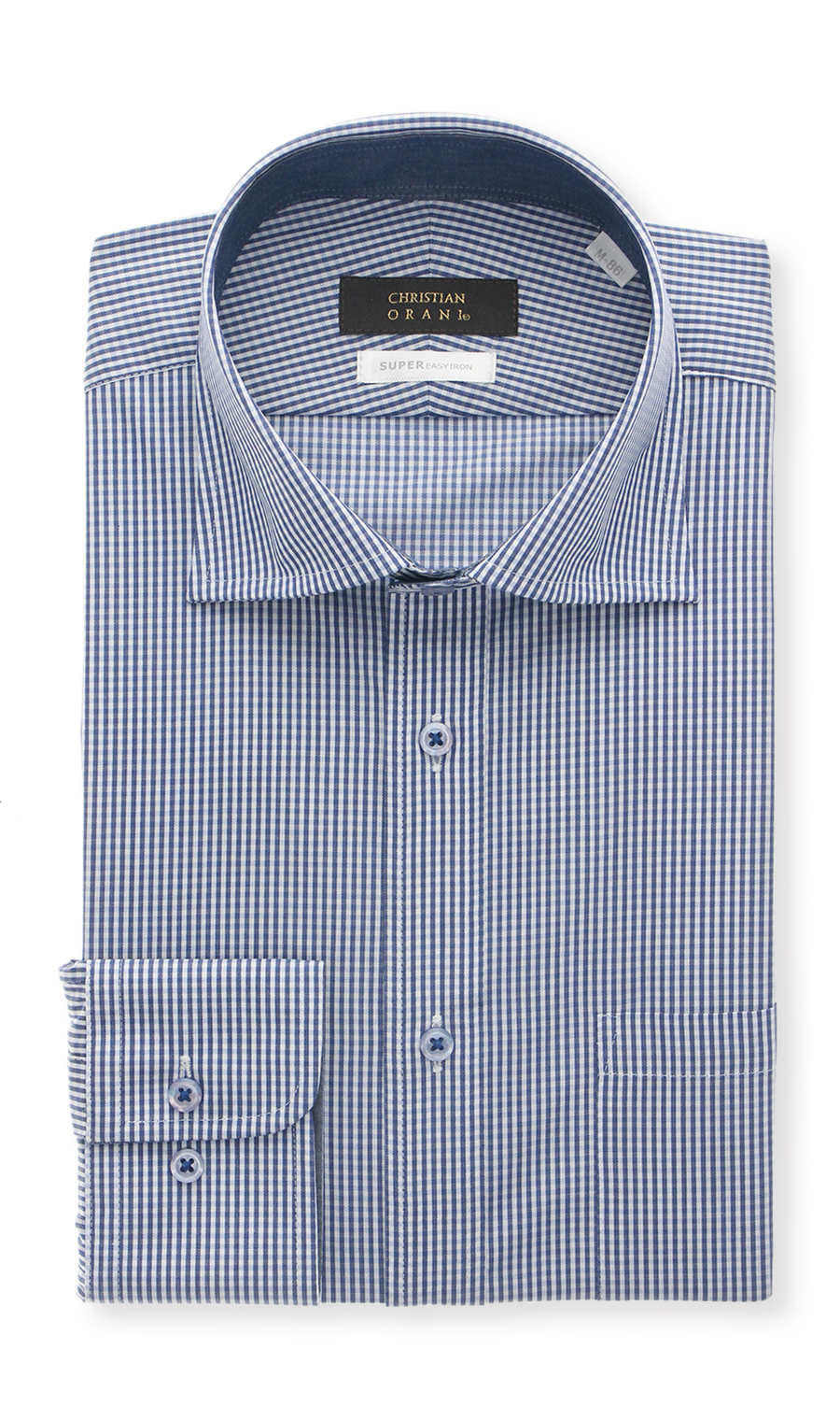 【訳アリ商品】ワイドカラースタイリッシュワイシャツ【HAND IRON】 ブルー 首周り:37cm,裄丈:82cm