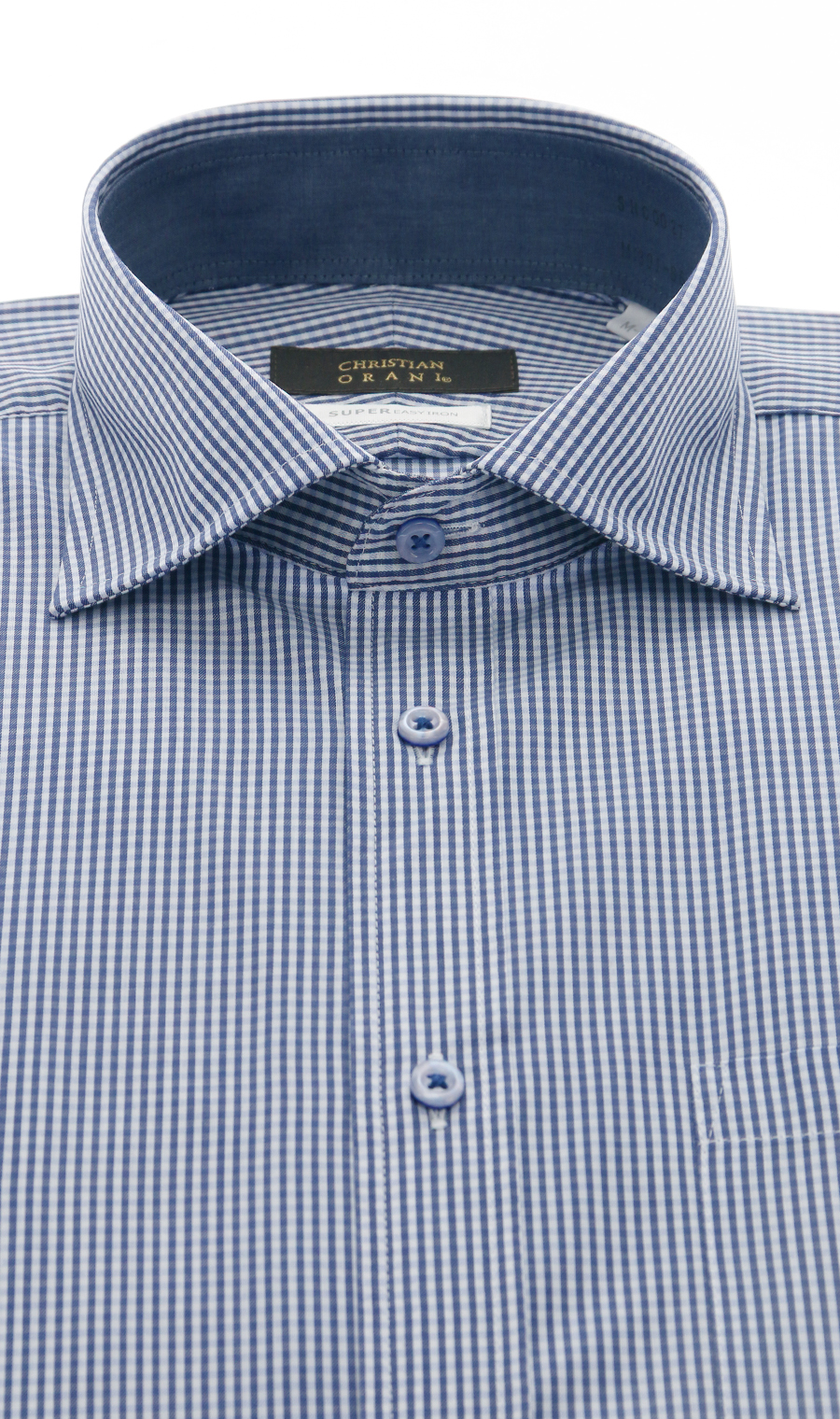 【訳アリ商品】ワイドカラースタイリッシュワイシャツ【HAND IRON】 ブルー 首周り:37cm,裄丈:82cm