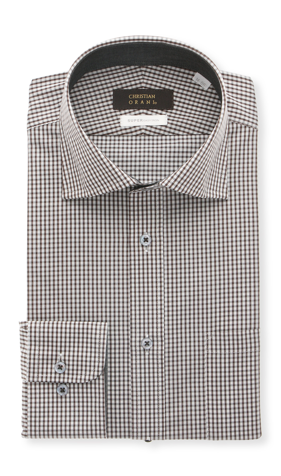 【訳アリ商品】ワイドカラースタイリッシュワイシャツ【HAND IRON】 ブラウン 首周り:43cm,裄丈:82cm