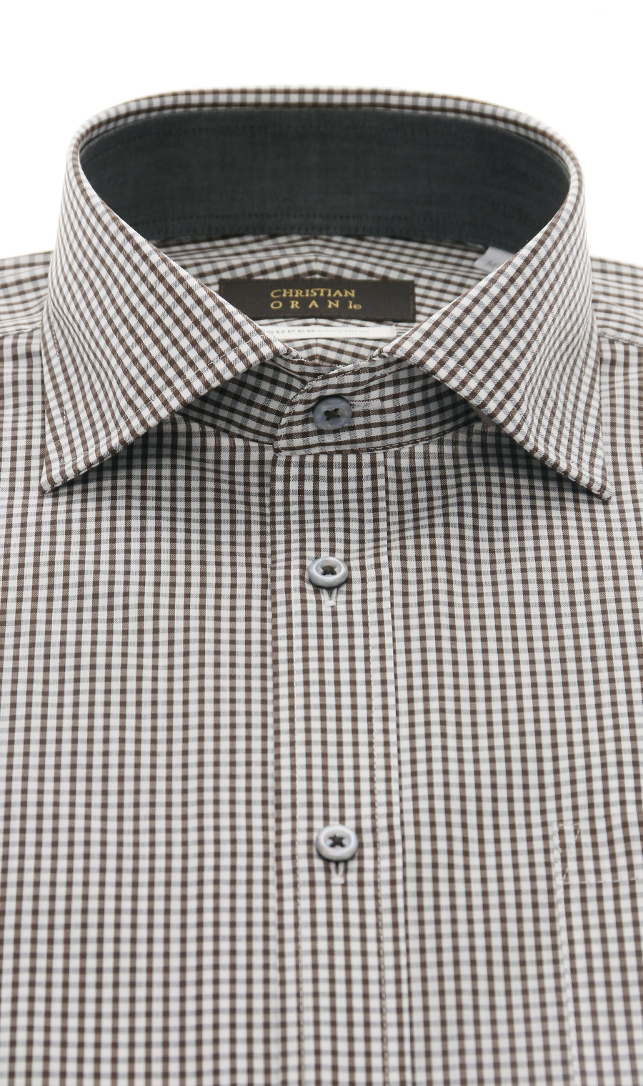 【訳アリ商品】ワイドカラースタイリッシュワイシャツ【HAND IRON】 ブラウン 首周り:43cm,裄丈:82cm