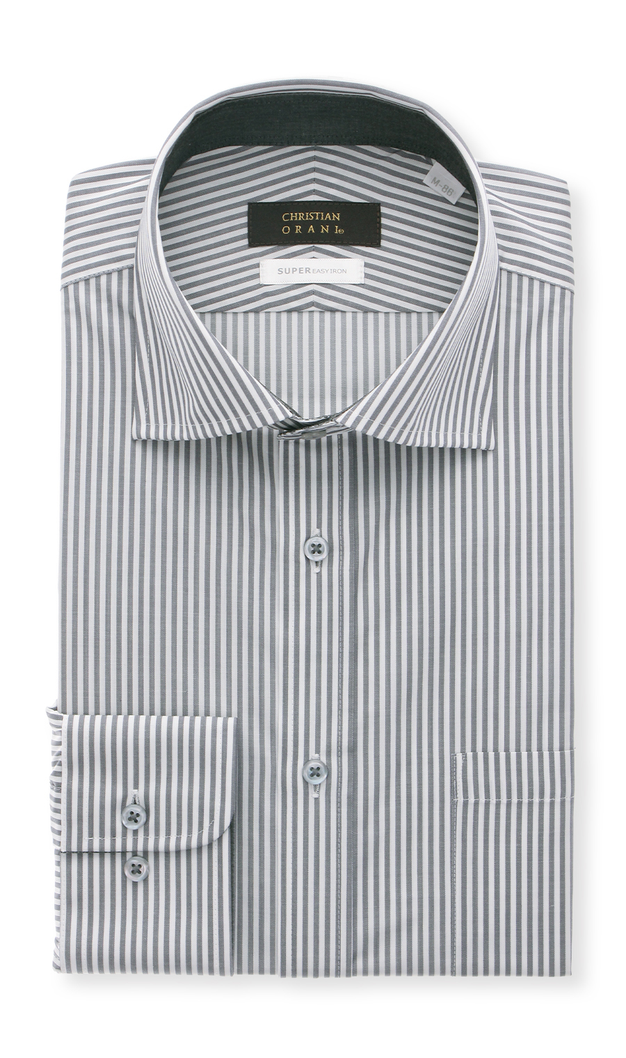 【訳アリ商品】ワイドカラースタイリッシュワイシャツ【HAND IRON】 ネイビー 首周り:39cm,裄丈:86cm