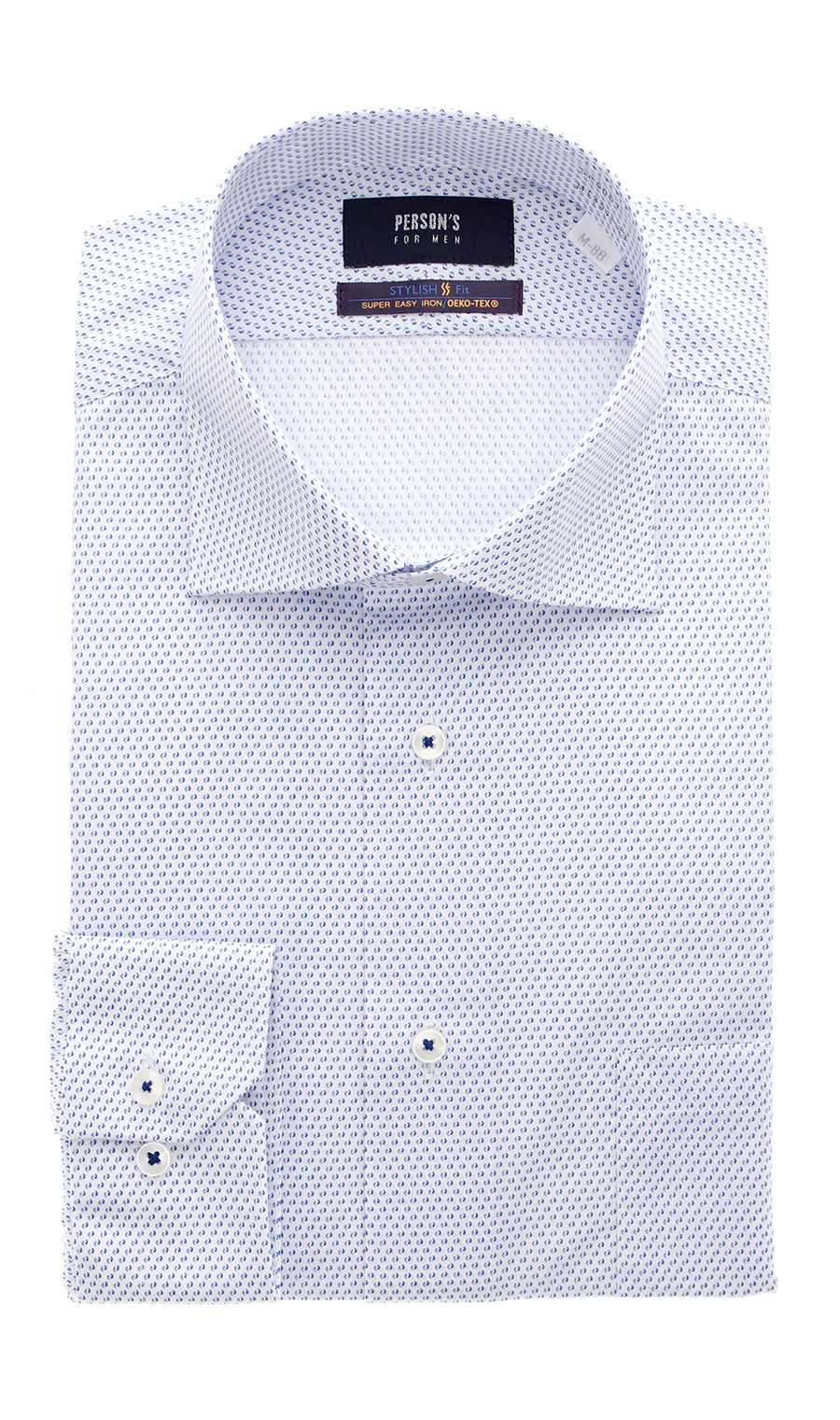 【訳アリ商品】ワイドカラースタイリッシュワイシャツ【SUPER EASYIRON】 ブルー 首周り:37cm,裄丈:80cm