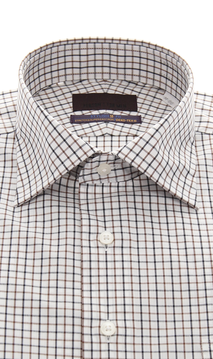 【訳アリ商品】ワイドカラースタイリッシュワイシャツ【SUPER EASYIRON】 ブラウン 首周り:39cm,裄丈:86cm