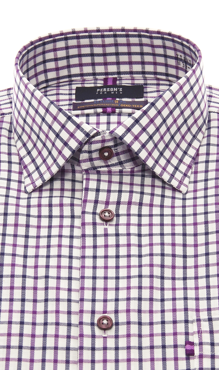 【訳アリ商品】ワイドカラースタイリッシュワイシャツ【JAPAN FABRIC】 パープル 首周り:37cm,裄丈:82cm