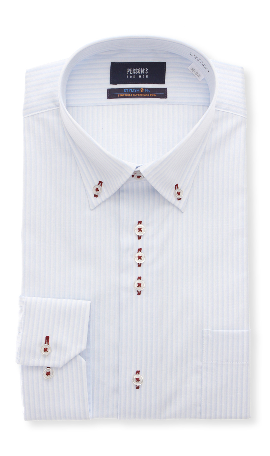 【訳アリ商品】ボタンダウンスタイリッシュワイシャツ【TioTio PREMIUM】 ブルー 首周り:37cm,裄丈:82cm