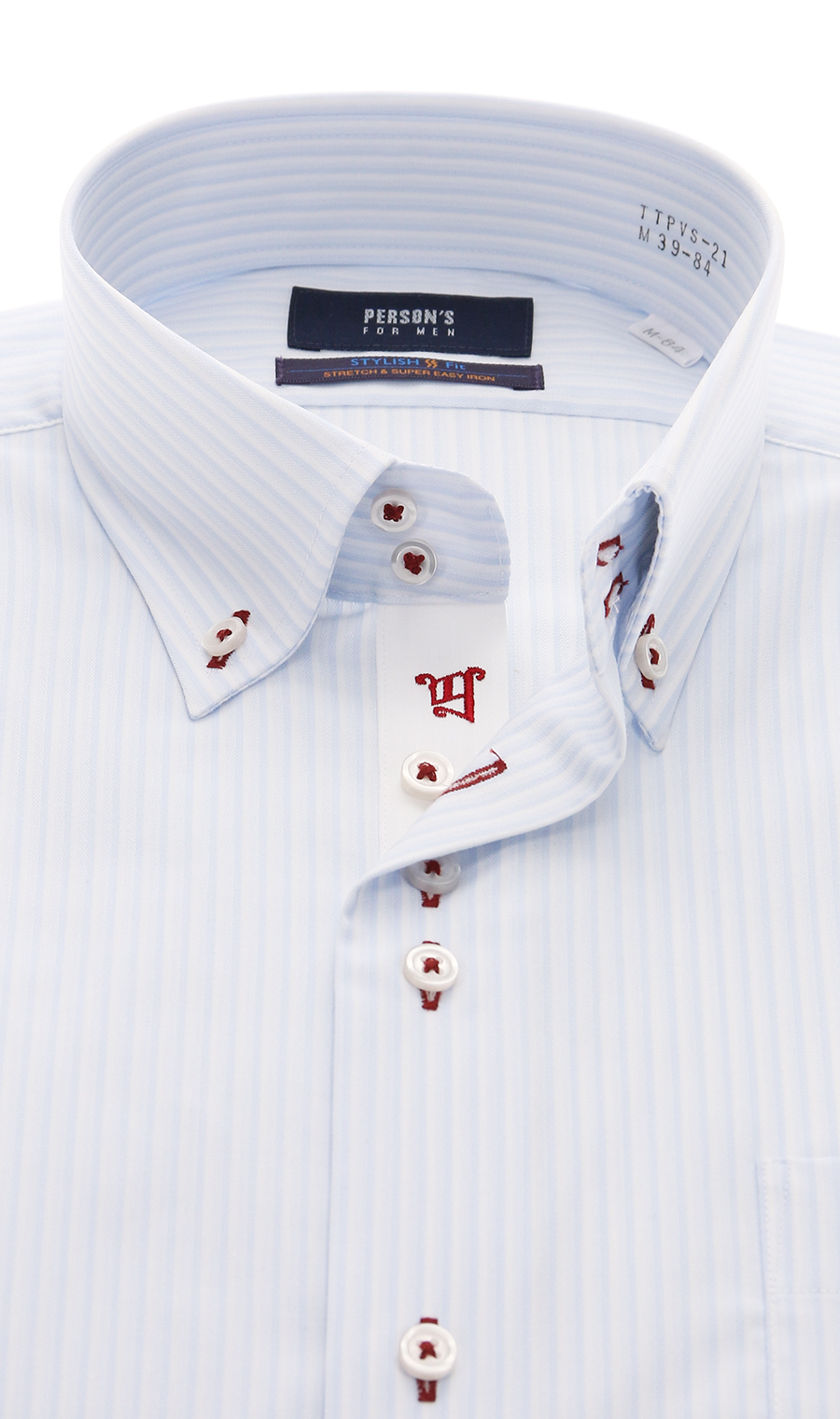 【訳アリ商品】ボタンダウンスタイリッシュワイシャツ【TioTio PREMIUM】 ブルー 首周り:37cm,裄丈:82cm