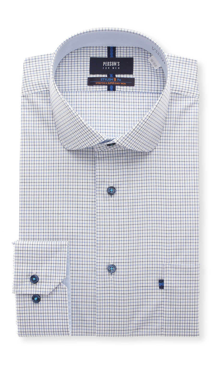 【訳アリ商品】ワイドカラースタイリッシュワイシャツ【TioTio PREMIUM】 ブルー 首周り:37cm,裄丈:82cm