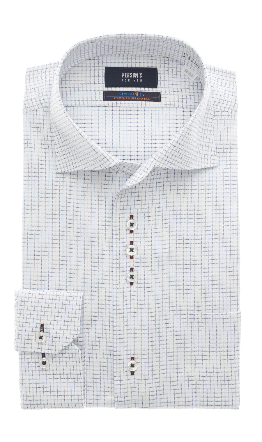 【訳アリ商品】ワイドカラースタイリッシュワイシャツ【TioTio PREMIUM】 ネイビー 首周り:37cm,裄丈:82cm