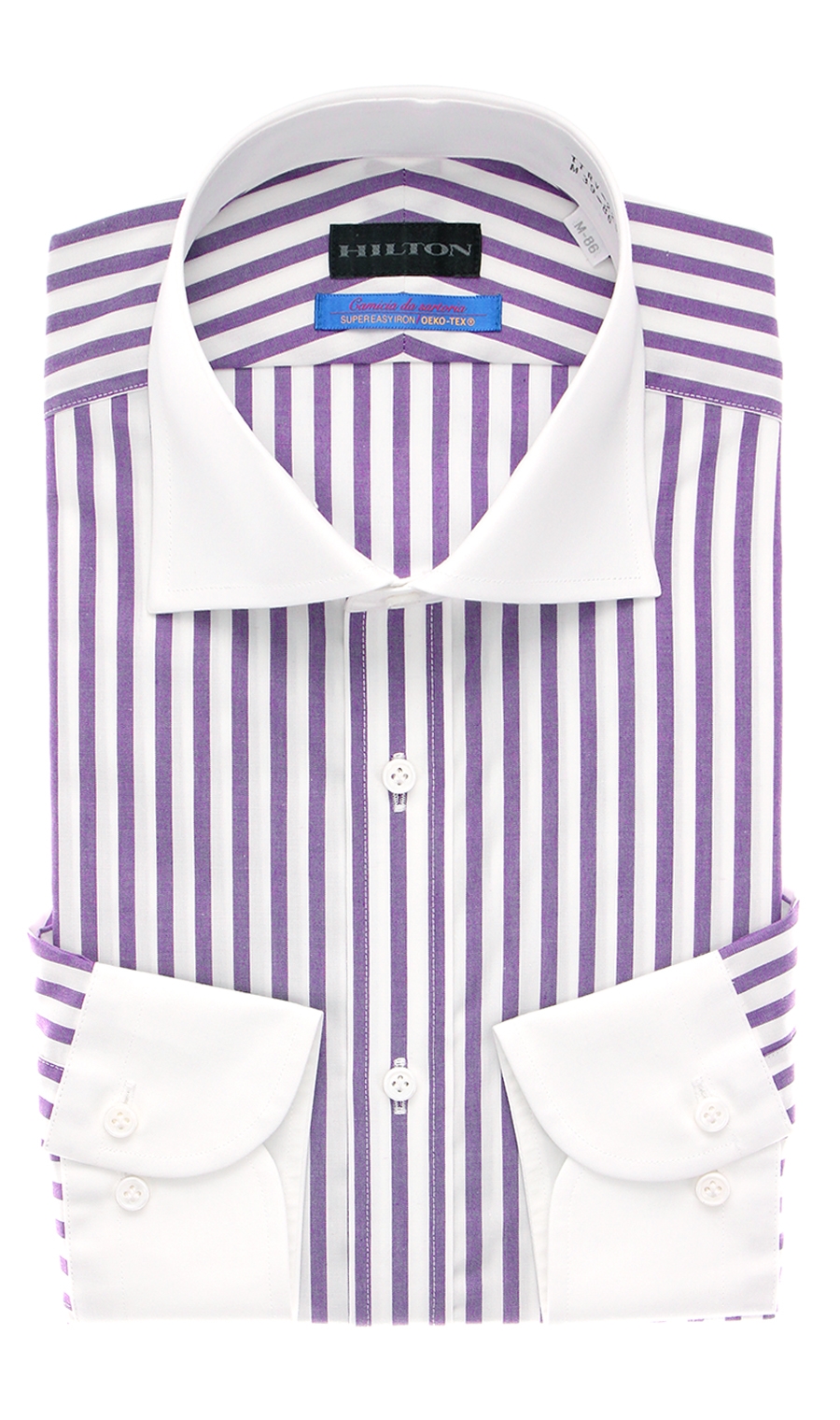 【訳アリ商品】クレリックスタイリッシュワイシャツ【JAPAN FABRIC】 パープル 首周り:39cm,裄丈:86cm