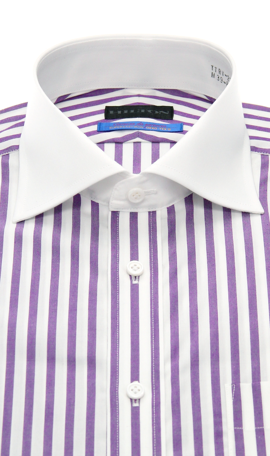 【訳アリ商品】クレリックスタイリッシュワイシャツ【JAPAN FABRIC】 パープル 首周り:39cm,裄丈:86cm