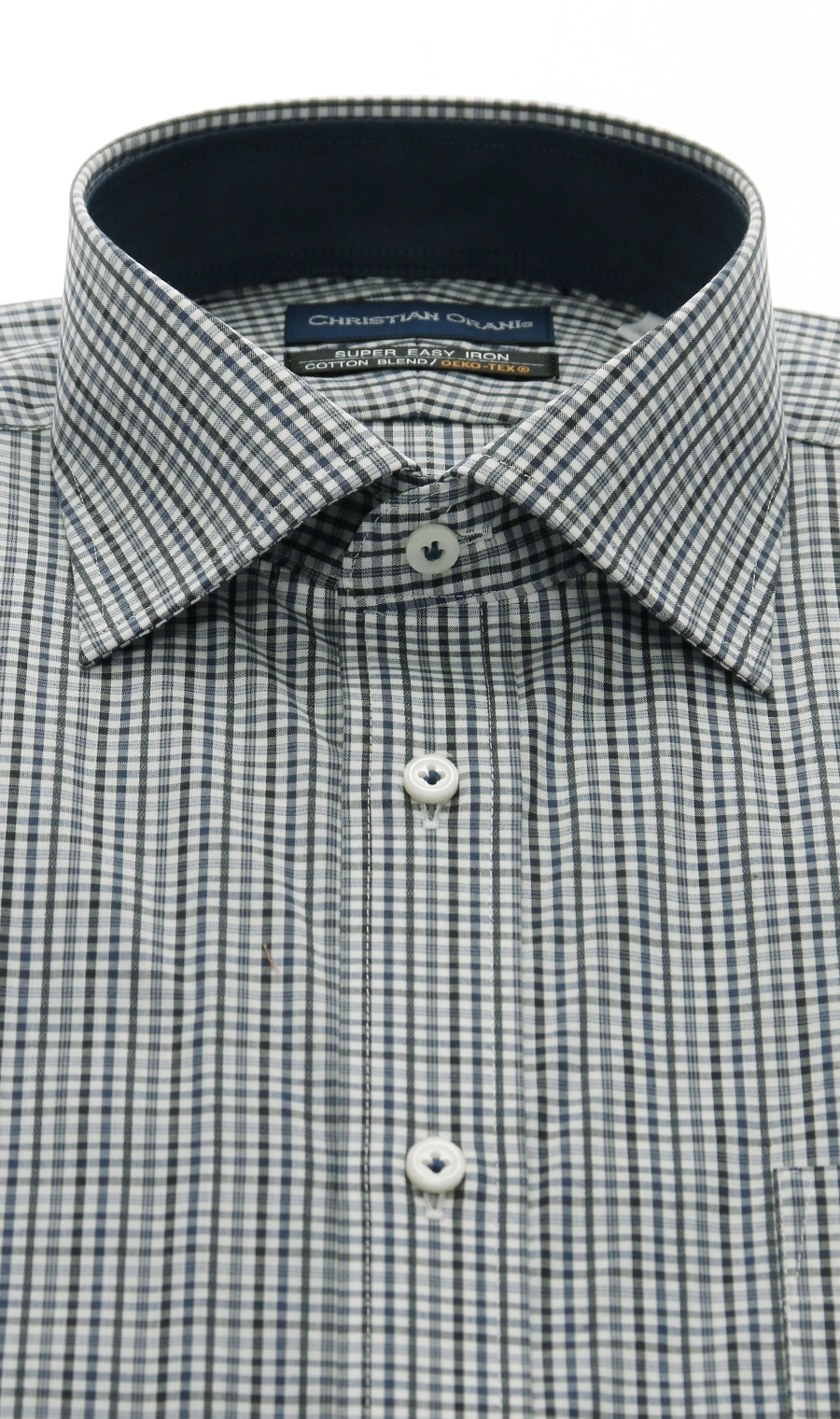 【訳アリ商品】ワイドカラースタンダードワイシャツ【SUPER EASYIRON】 ネイビー 首周り:37cm,裄丈:82cm