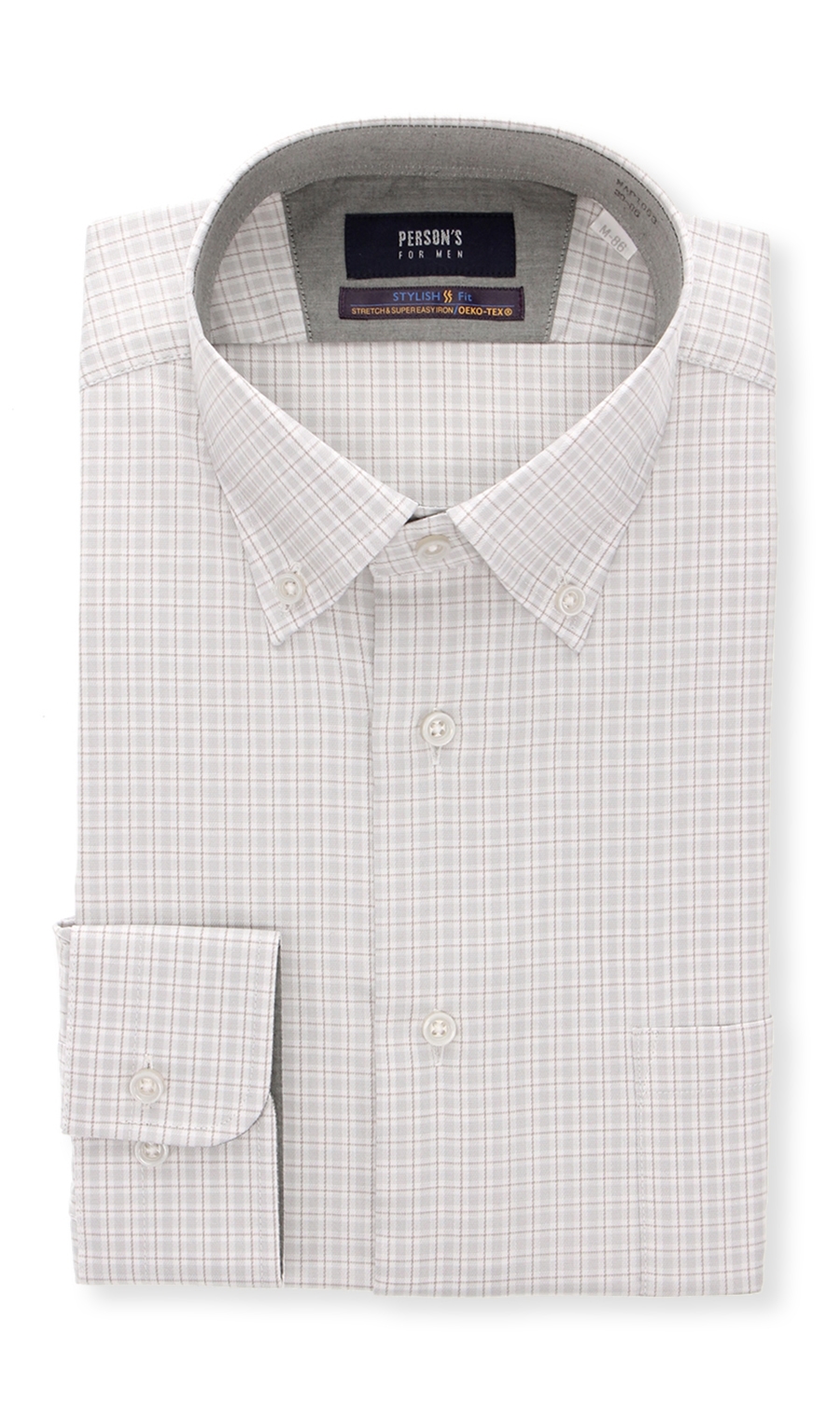 【訳アリ商品】ボタンダウンスタイリッシュワイシャツ【SUPER EASYIRON】 グレー 首周り:39cm,裄丈:86cm