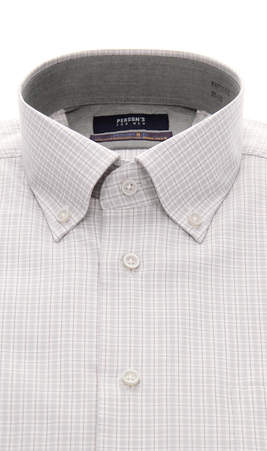 【訳アリ商品】ボタンダウンスタイリッシュワイシャツ【SUPER EASYIRON】 グレー 首周り:39cm,裄丈:86cm