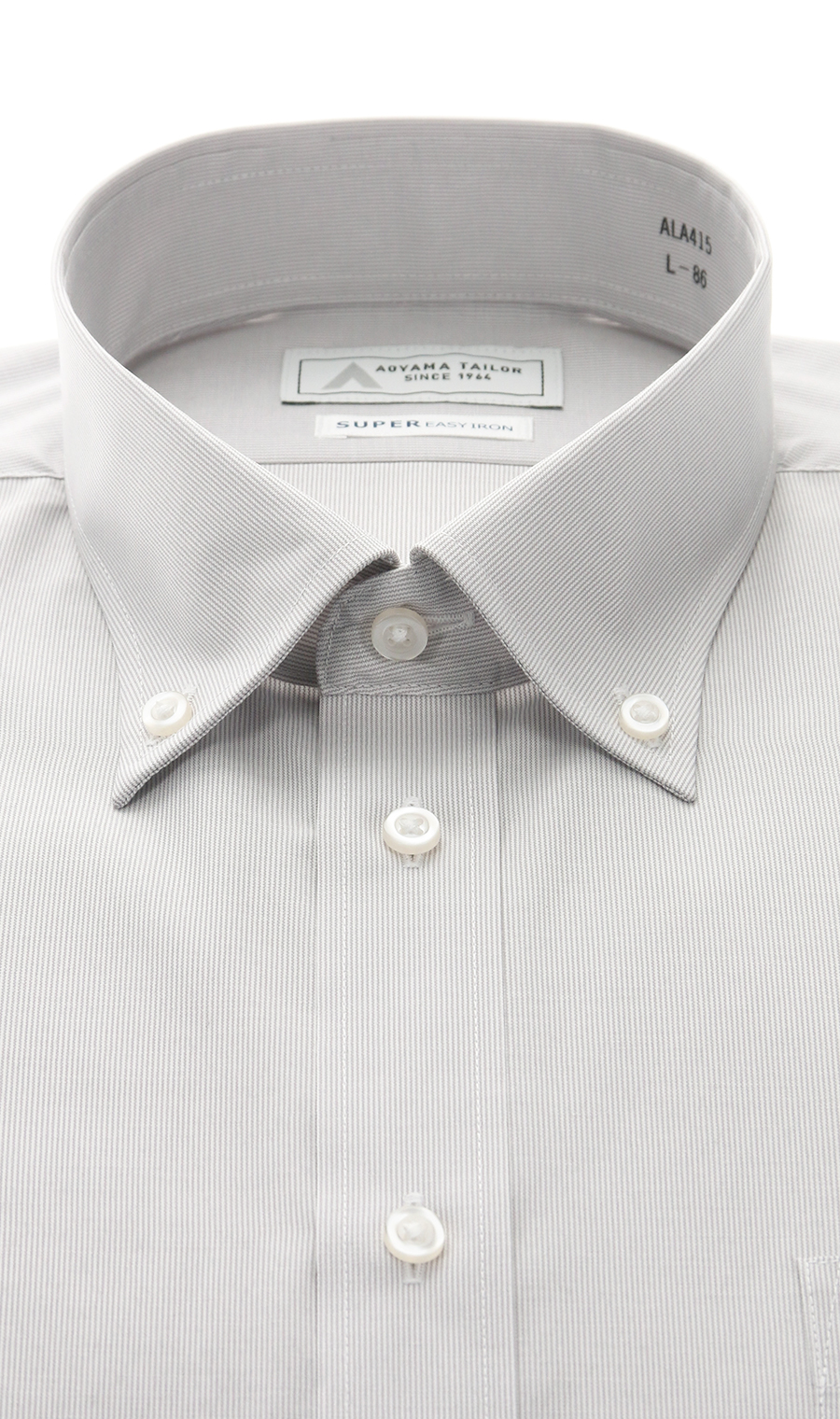 ボタンダウンワイシャツ グレー 首周り:37cm,裄丈:78cm