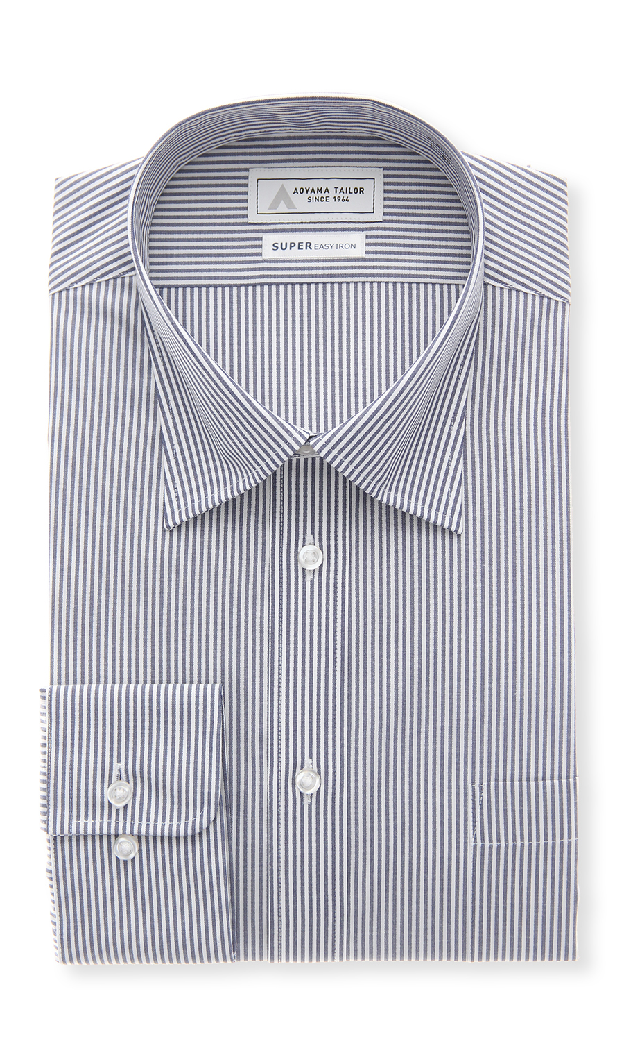 ワイドカラーワイシャツ【キング＆トール】 ネイビー 首周り:45cm,裄丈:84cm