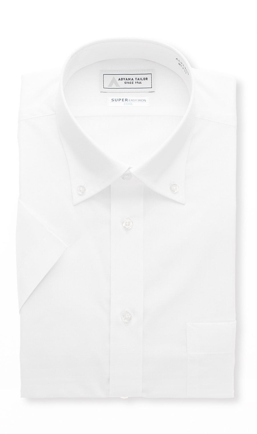 ボタンダウンワイシャツ【半袖】【キング】【白無地】 ホワイト 首周り:45cm,裄丈:00