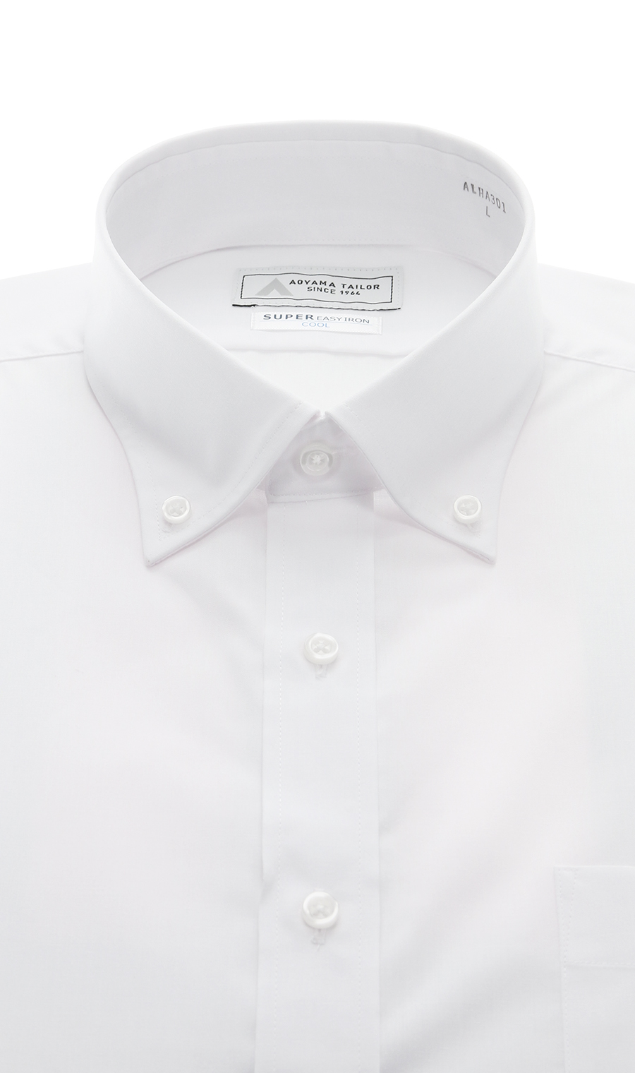 【みんなのシャツ】ボタンダウンワイシャツ【涼】【半袖】 ホワイト 首周り:39cm,裄丈:00