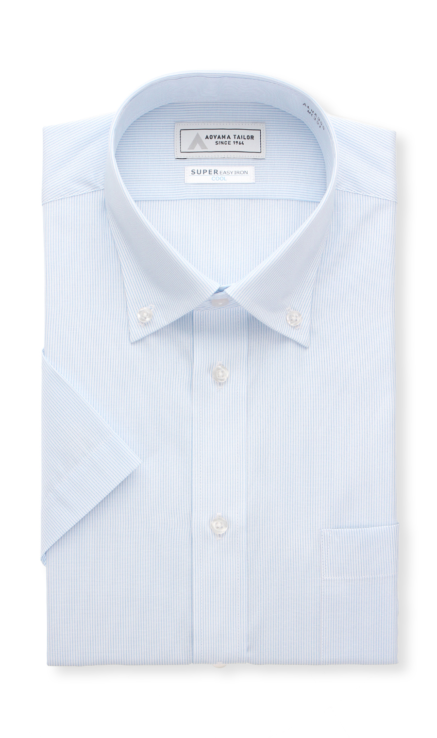 ボタンダウンワイシャツ【半袖】【キング】 ブルー 首周り:45cm,裄丈:00