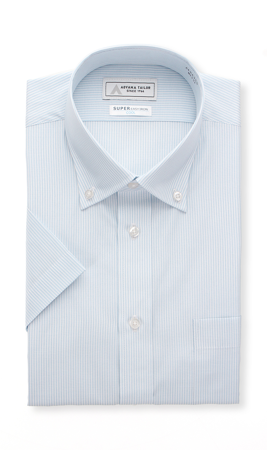 ボタンダウンワイシャツ【半袖】【キング】 ブルー 首周り:45cm,裄丈:00