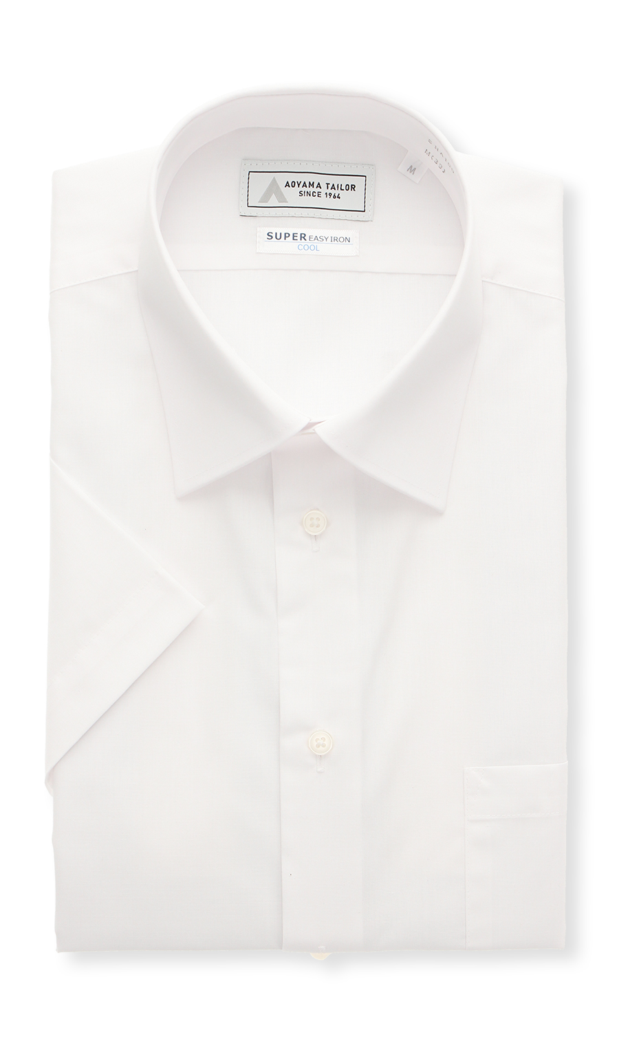 レギュラーカラーワイシャツ【半袖】【キング】【白無地】 ホワイト 首周り:45cm,裄丈:00