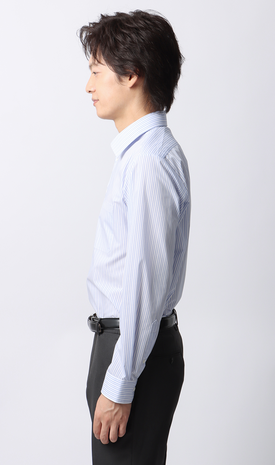 【みんなのシャツ】レギュラーカラーワイシャツ ブルー 首周り:37cm,裄丈:78cm