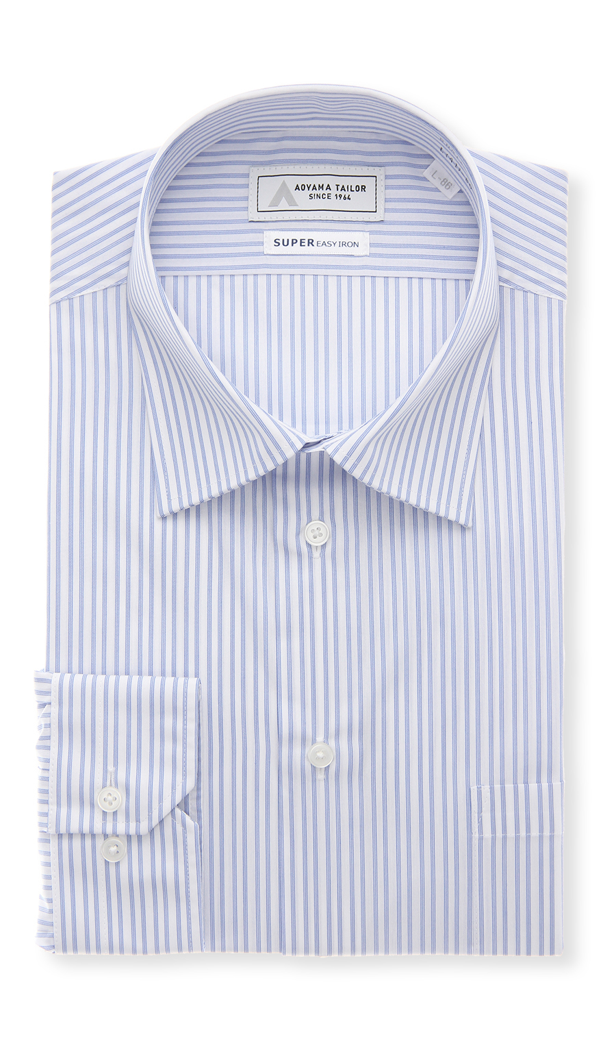 【みんなのシャツ】レギュラーカラーワイシャツ ブルー 首周り:37cm,裄丈:78cm