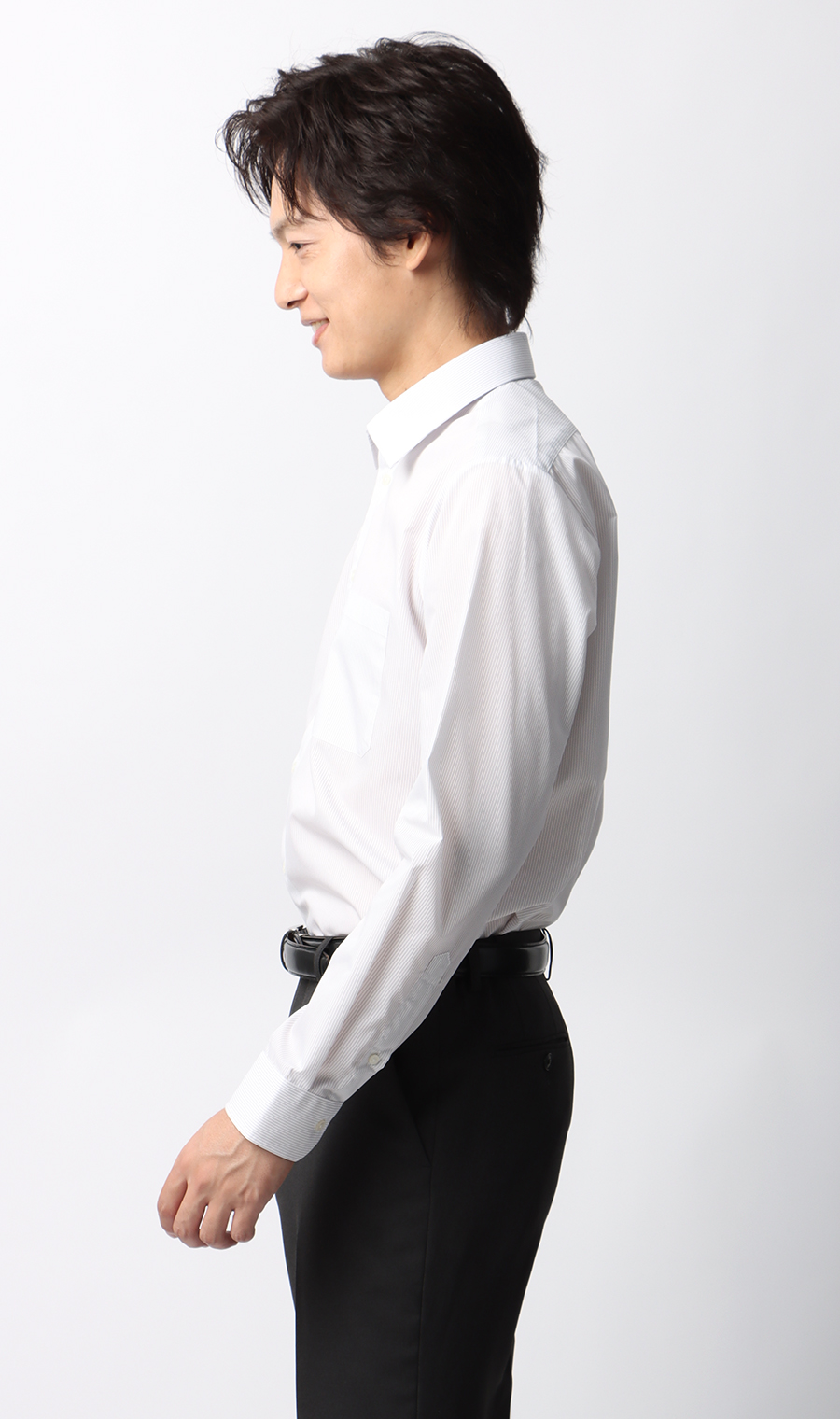 【みんなのシャツ】レギュラーカラーワイシャツ グレー 首周り:37cm,裄丈:78cm