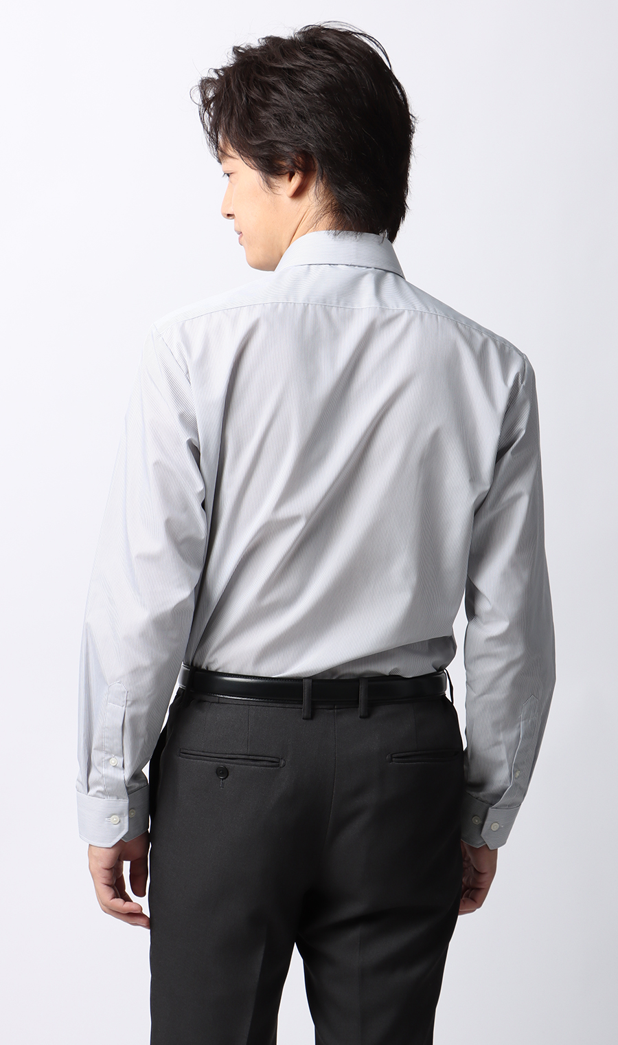 【みんなのシャツ】レギュラーカラーワイシャツ グレー 首周り:37cm,裄丈:82cm