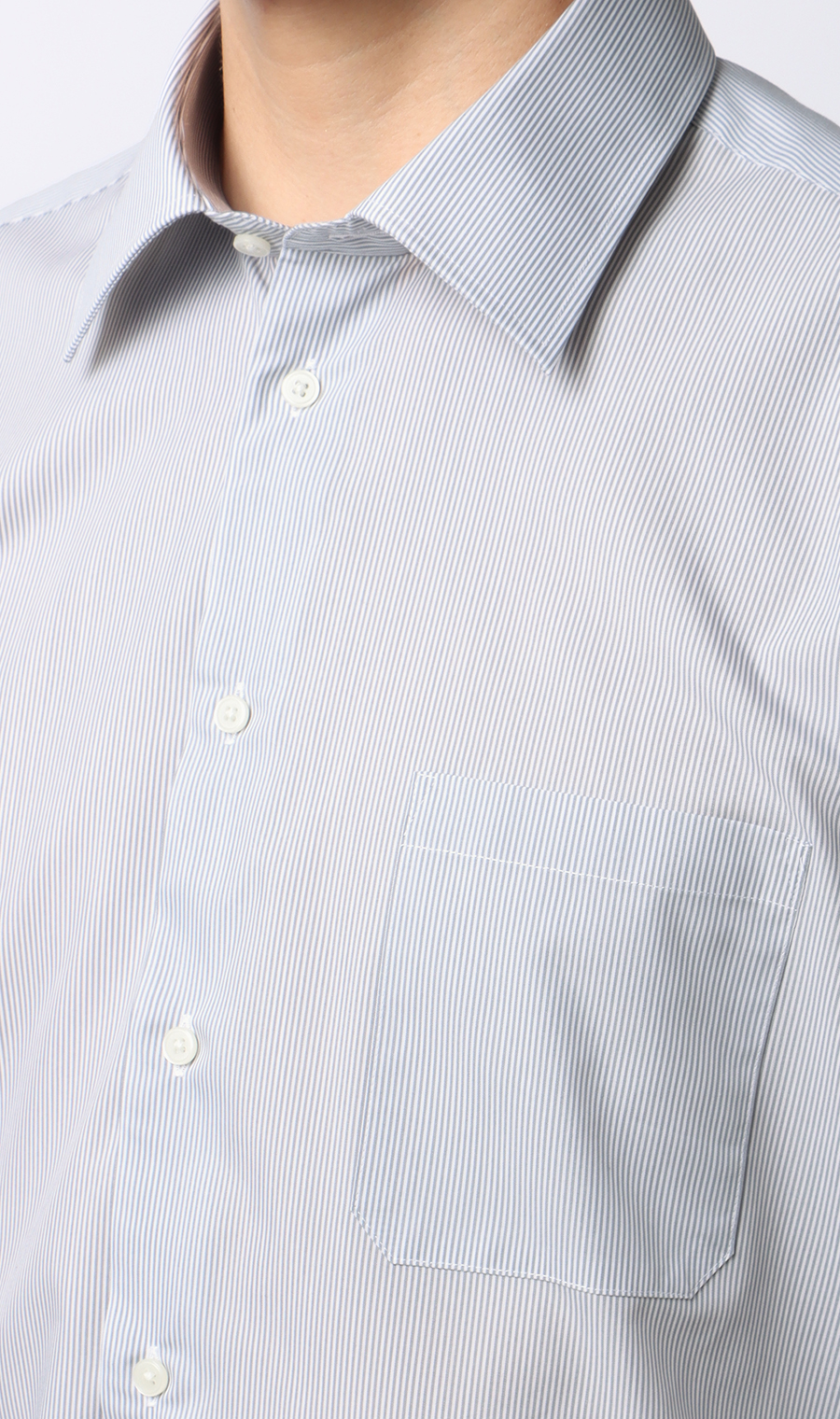 【みんなのシャツ】レギュラーカラーワイシャツ グレー 首周り:37cm,裄丈:82cm