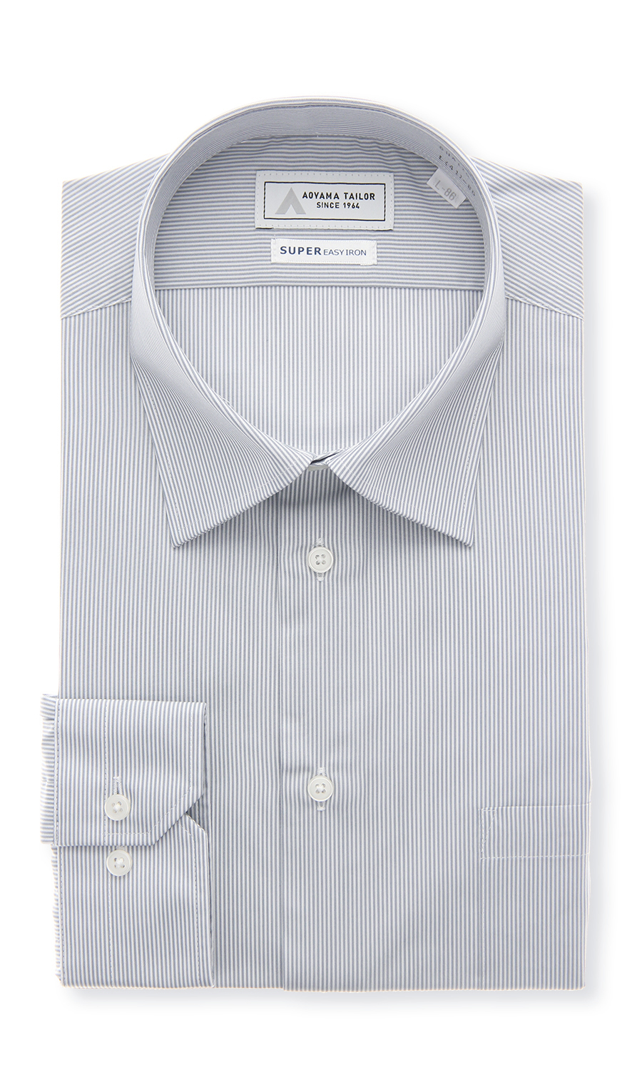 【みんなのシャツ】レギュラーカラーワイシャツ グレー 首周り:37cm,裄丈:82cm