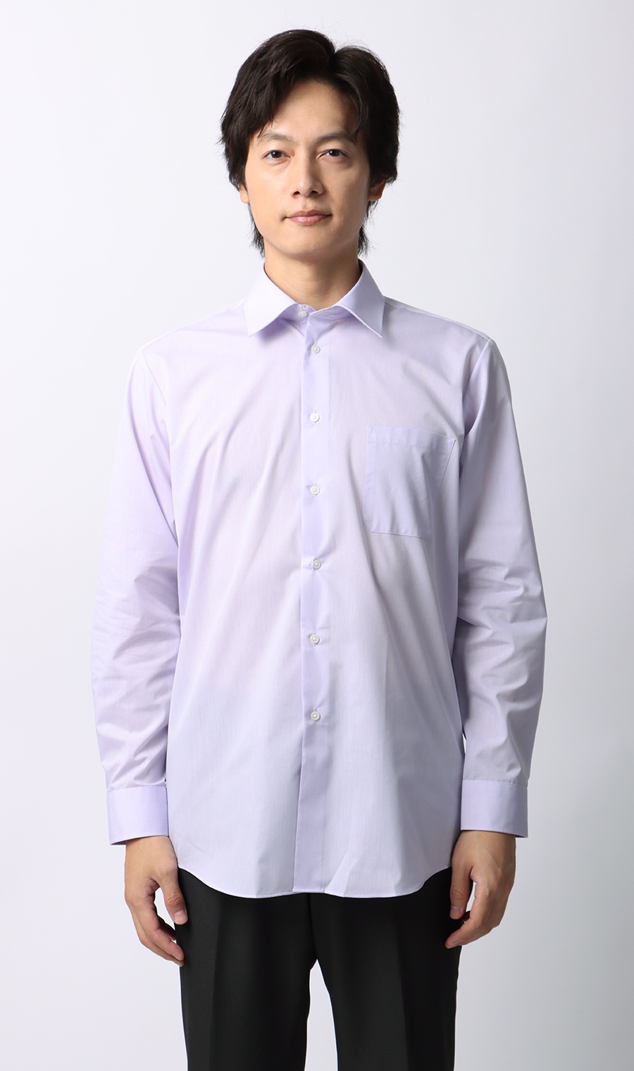 【みんなのシャツ】レギュラーカラーワイシャツ パープル 首周り:39cm,裄丈:82cm