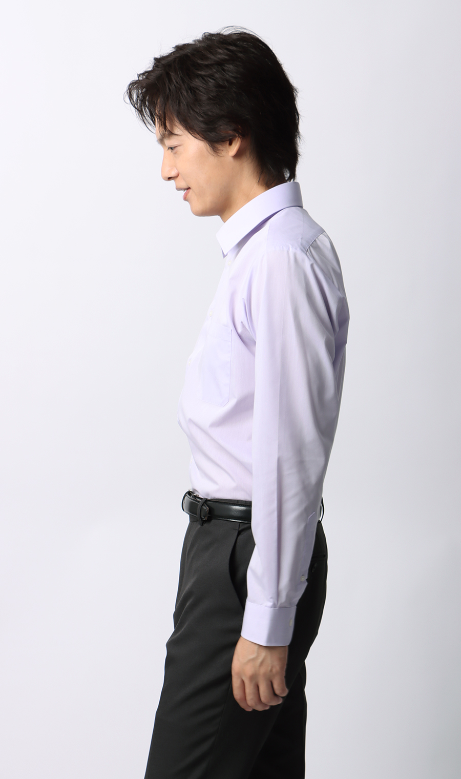 【みんなのシャツ】レギュラーカラーワイシャツ パープル 首周り:39cm,裄丈:82cm