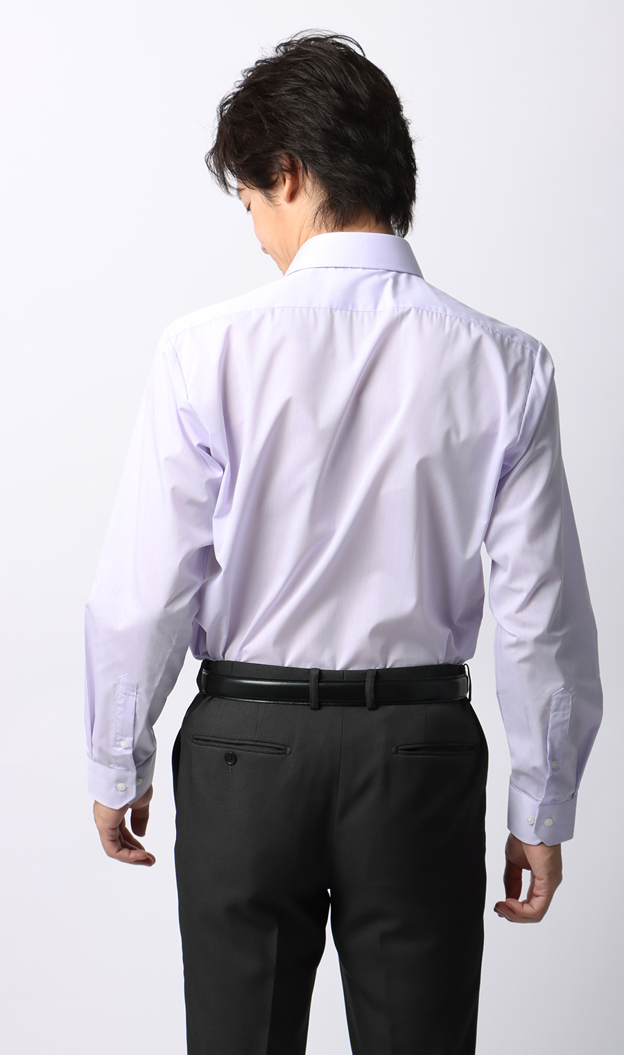 【みんなのシャツ】レギュラーカラーワイシャツ パープル 首周り:39cm,裄丈:82cm