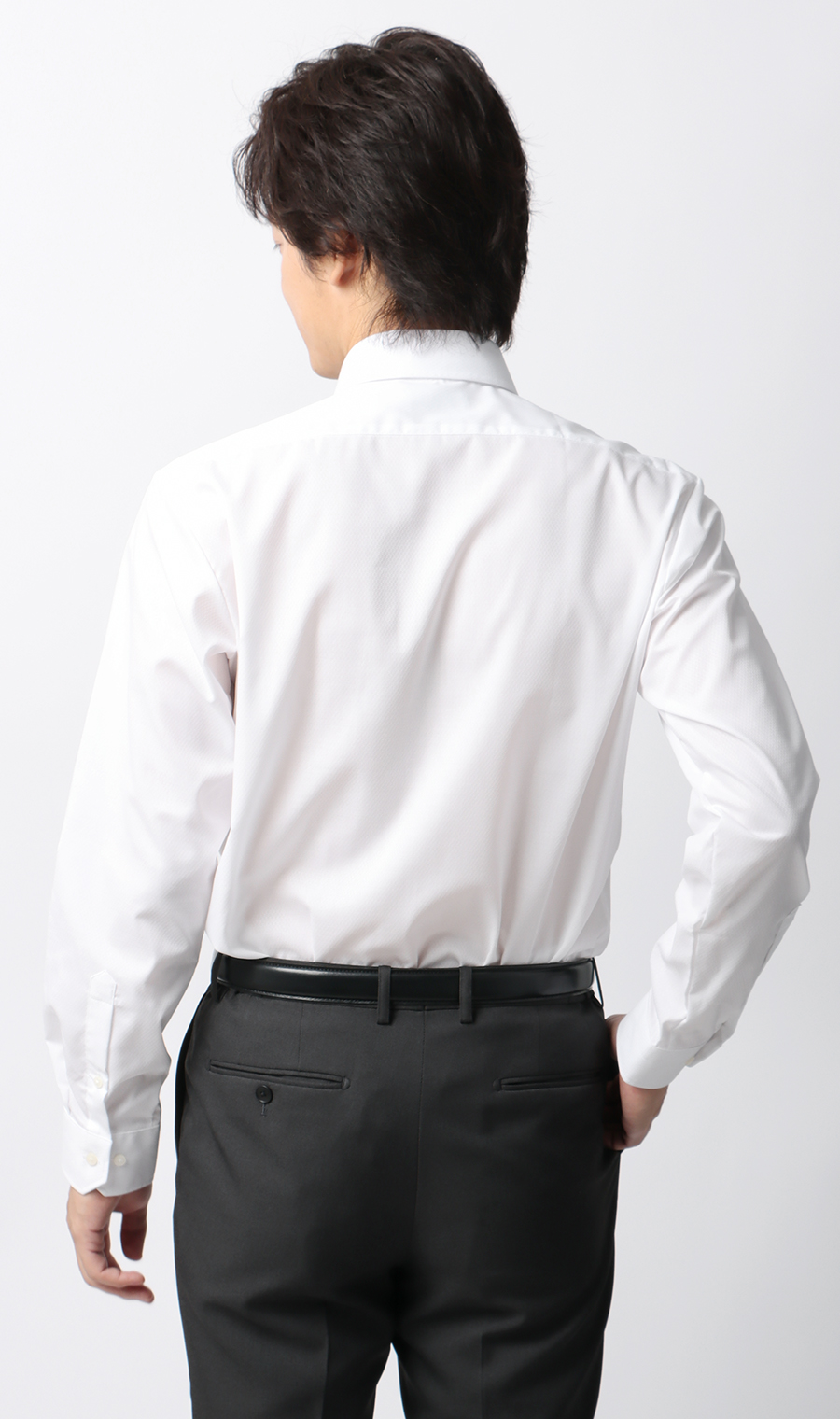 【みんなのシャツ】ボタンダウンワイシャツ ホワイト 首周り:37cm,裄丈:82cm