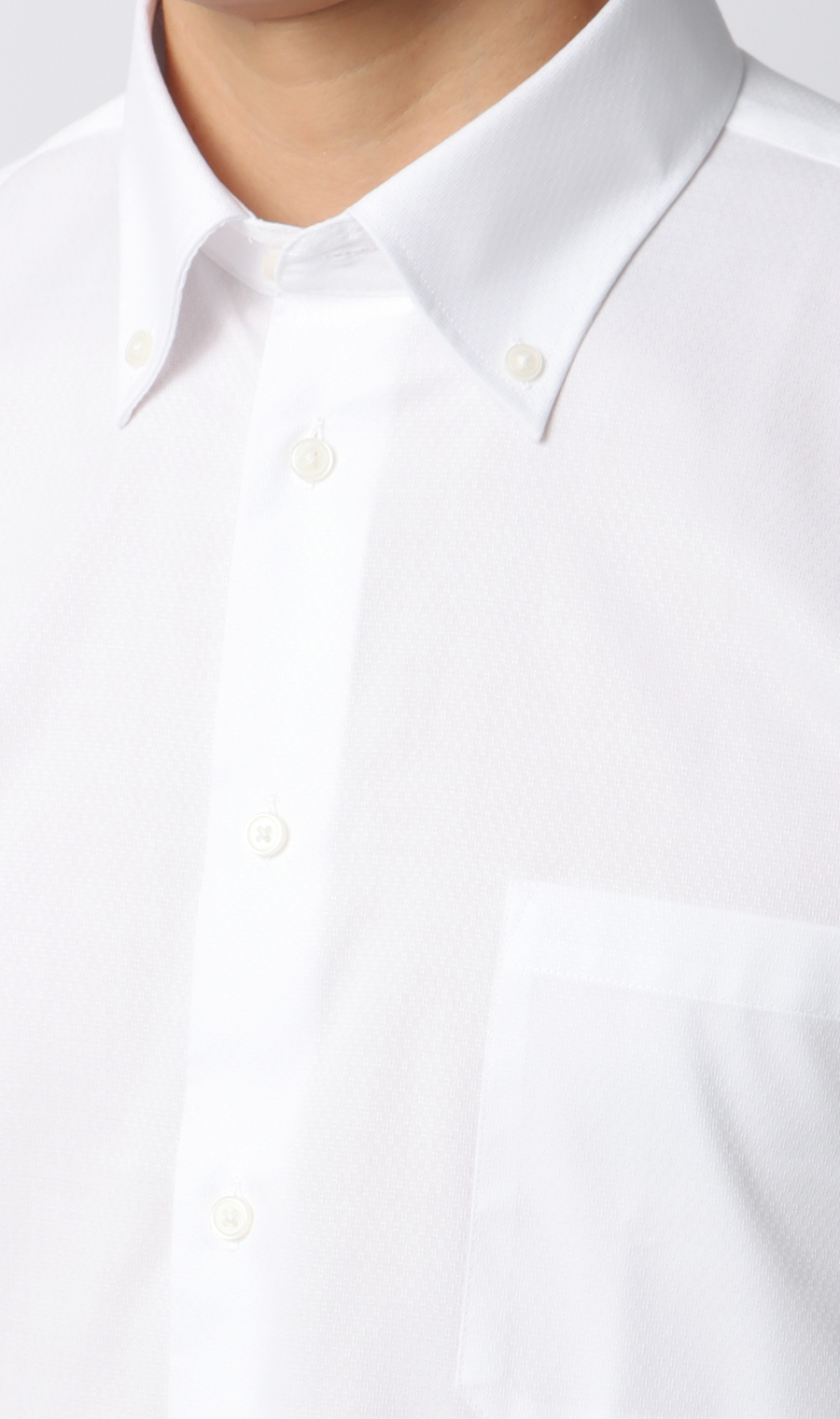 【みんなのシャツ】ボタンダウンワイシャツ ホワイト 首周り:37cm,裄丈:82cm