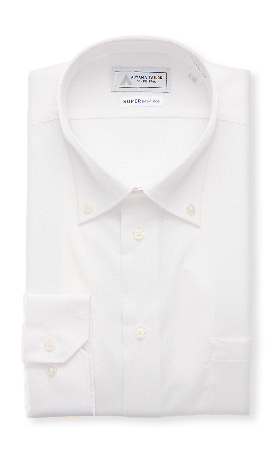 【みんなのシャツ】ボタンダウンワイシャツ ホワイト 首周り:37cm,裄丈:82cm
