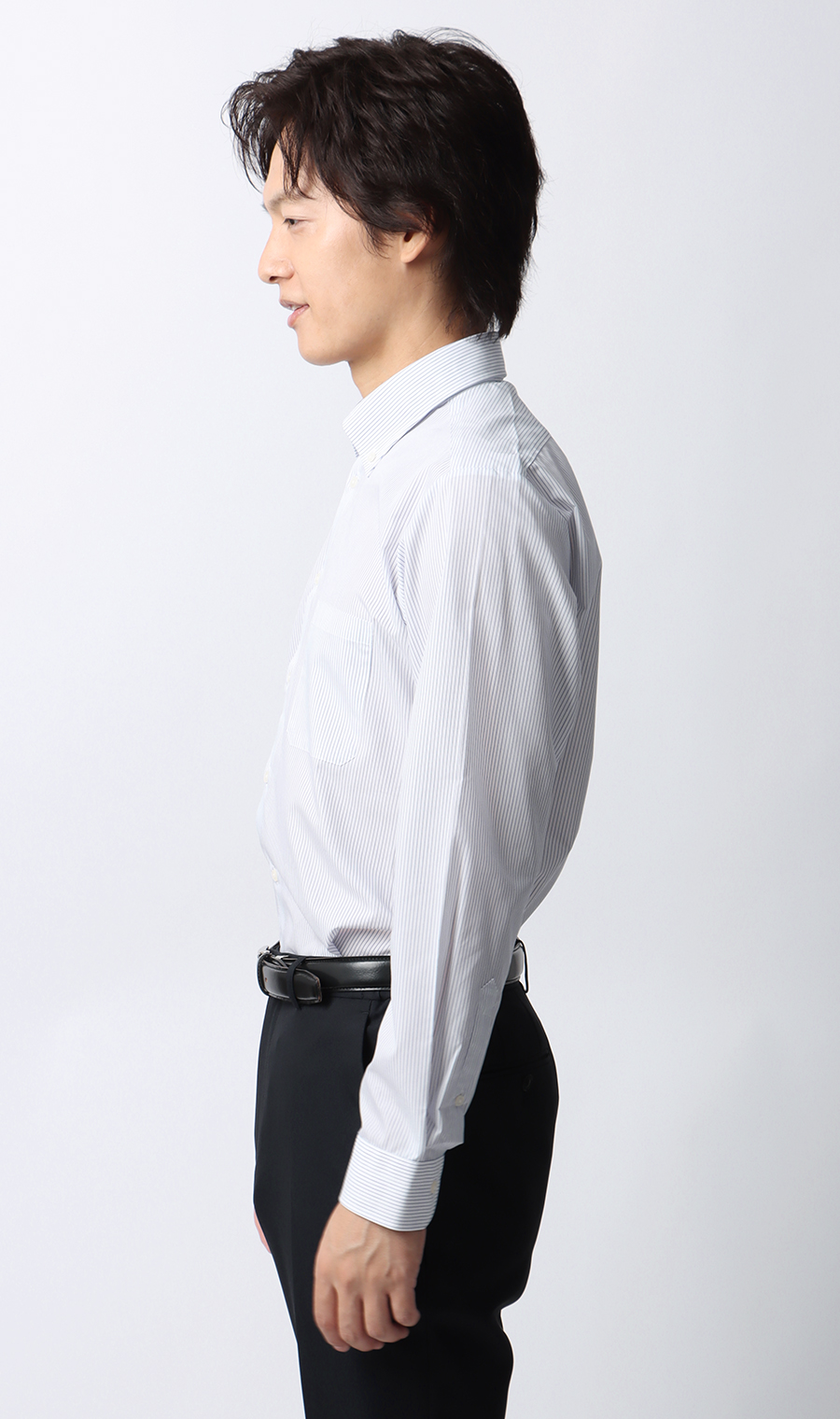 【みんなのシャツ】ボタンダウンワイシャツ ブルー 首周り:39cm,裄丈:80cm