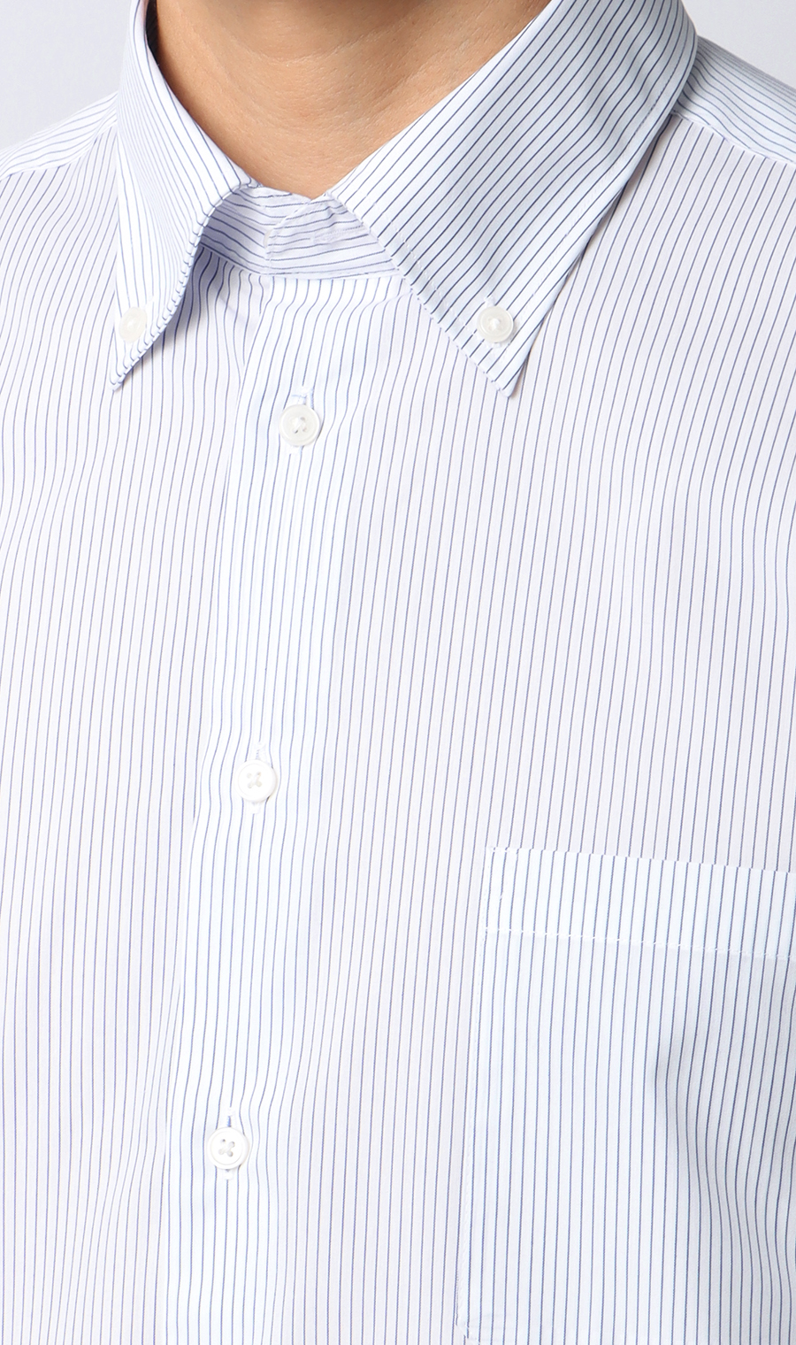 【みんなのシャツ】ボタンダウンワイシャツ ブルー 首周り:39cm,裄丈:80cm