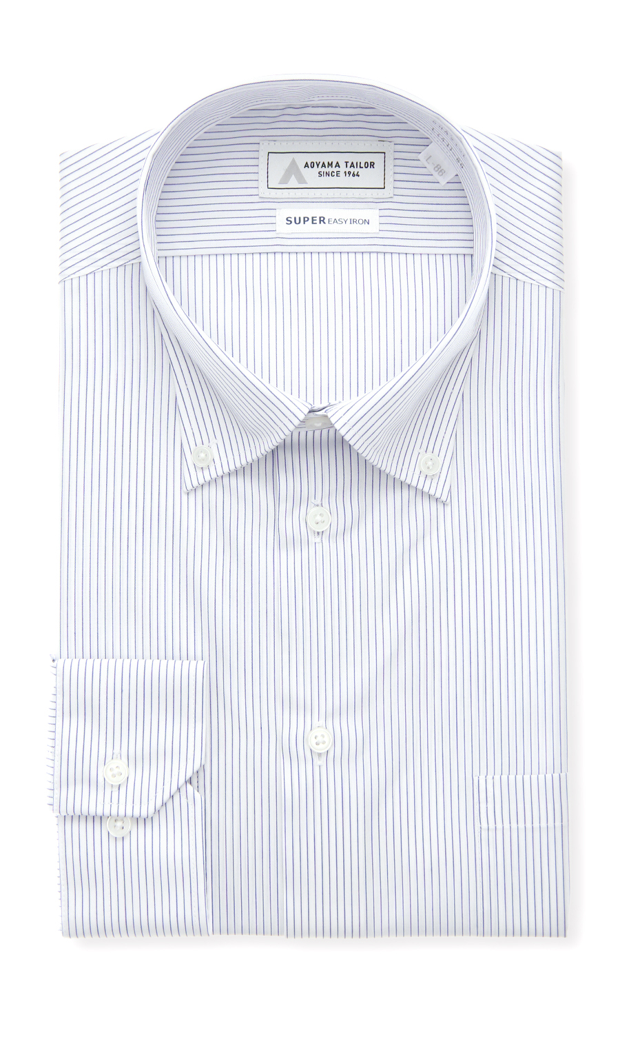 【みんなのシャツ】ボタンダウンワイシャツ ブルー 首周り:39cm,裄丈:80cm