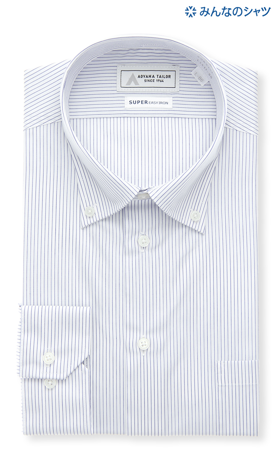 【みんなのシャツ】ボタンダウンワイシャツ【キング&トール】 ブルー 首周り:45cm,裄丈:80cm
