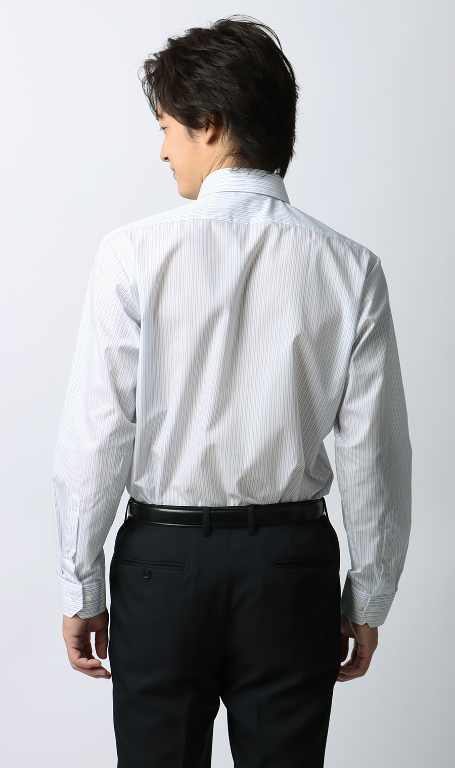 【みんなのシャツ】ボタンダウンワイシャツ グレー 首周り:39cm,裄丈:86cm