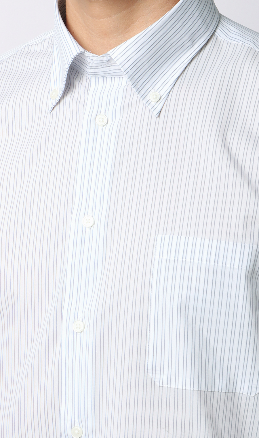 【みんなのシャツ】ボタンダウンワイシャツ グレー 首周り:39cm,裄丈:86cm