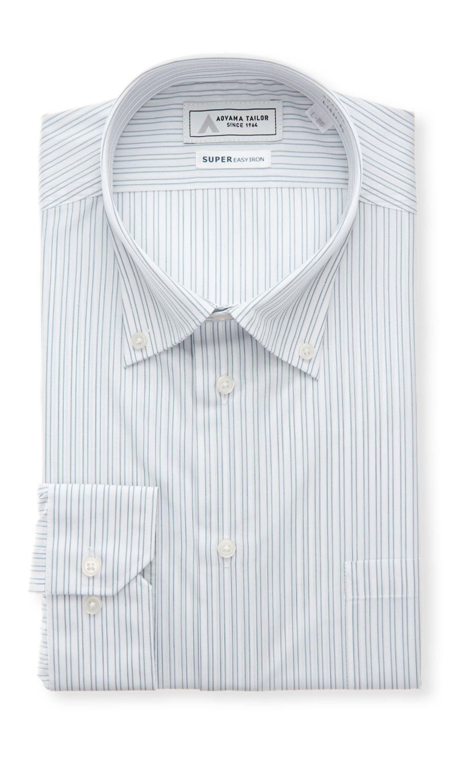 【みんなのシャツ】ボタンダウンワイシャツ グレー 首周り:39cm,裄丈:86cm