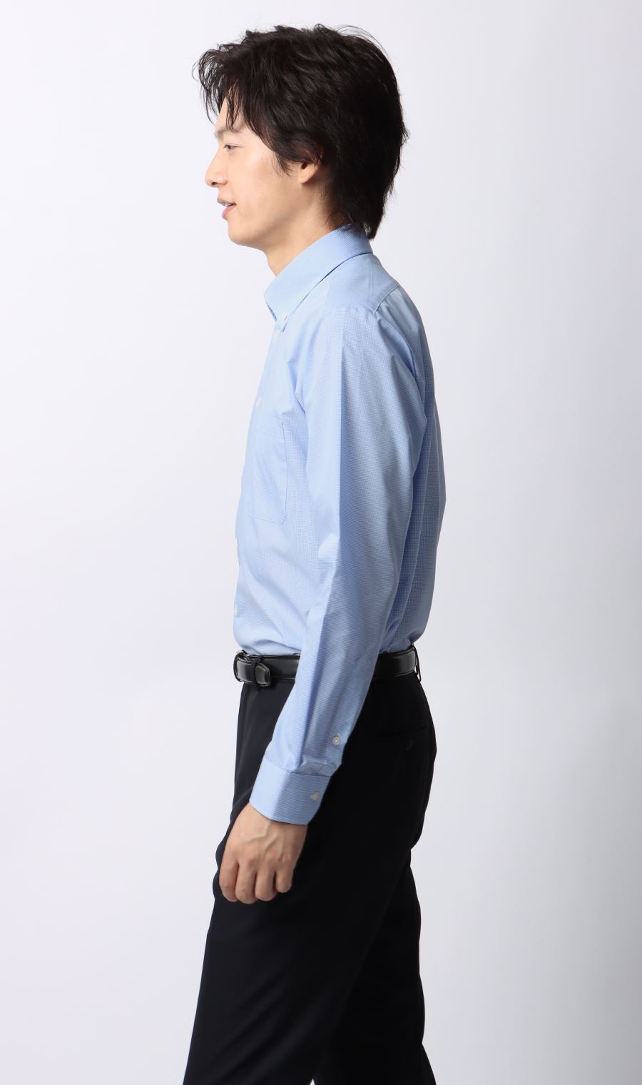 【みんなのシャツ】ボタンダウンワイシャツ ブルー 首周り:39cm,裄丈:80cm