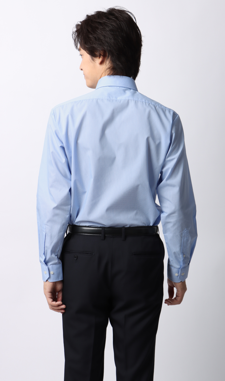 【みんなのシャツ】ボタンダウンワイシャツ ブルー 首周り:39cm,裄丈:80cm