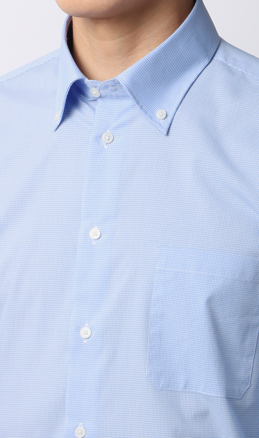 【みんなのシャツ】ボタンダウンワイシャツ ブルー 首周り:39cm,裄丈:80cm