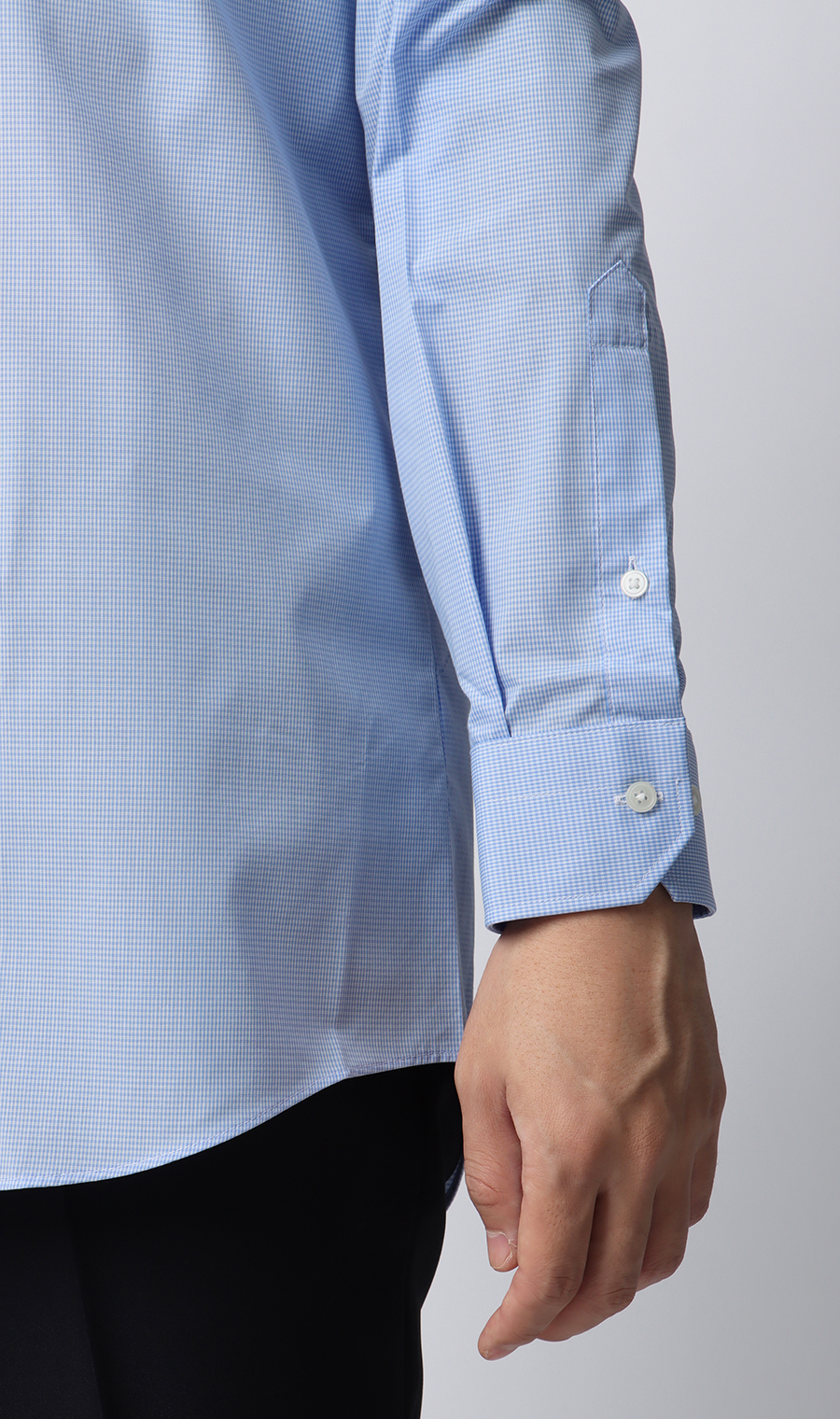 【みんなのシャツ】ボタンダウンワイシャツ ブルー 首周り:39cm,裄丈:80cm