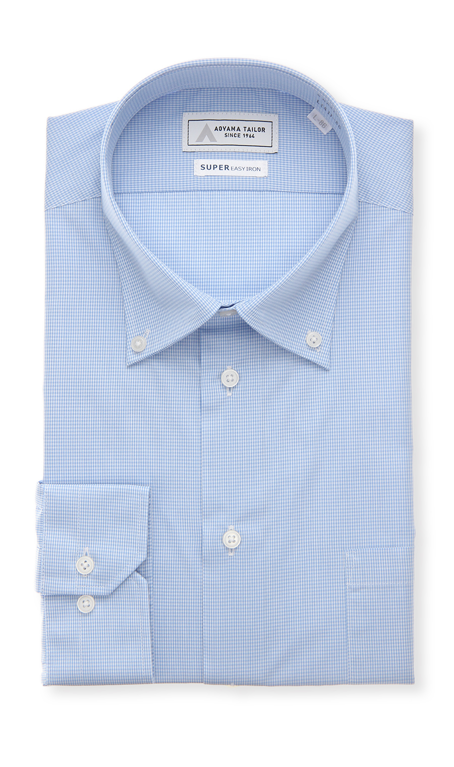 【みんなのシャツ】ボタンダウンワイシャツ ブルー 首周り:39cm,裄丈:80cm